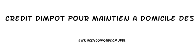Credit Dimpot Pour Maintien A Domicile Des Aines