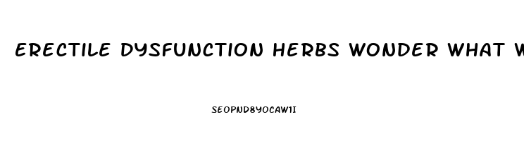 Erectile Dysfunction Herbs Wonder What Works