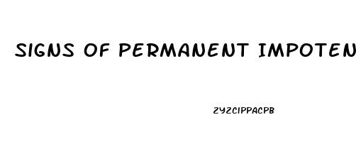 Signs Of Permanent Impotence