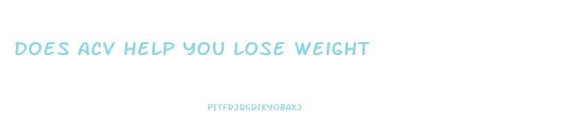 does acv help you lose weight