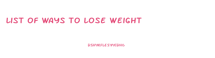 list of ways to lose weight