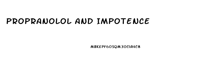 Propranolol And Impotence