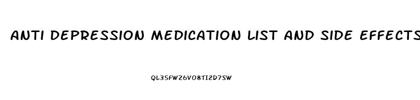Anti Depression Medication List And Side Effects