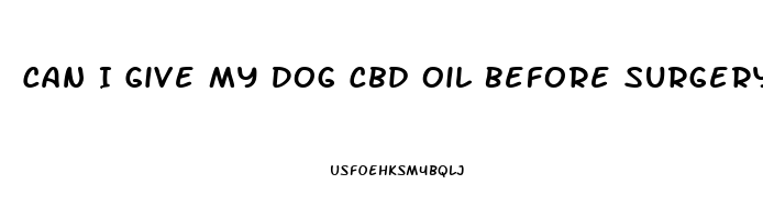 Can I Give My Dog Cbd Oil Before Surgery