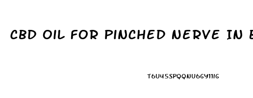 Cbd Oil For Pinched Nerve In Back