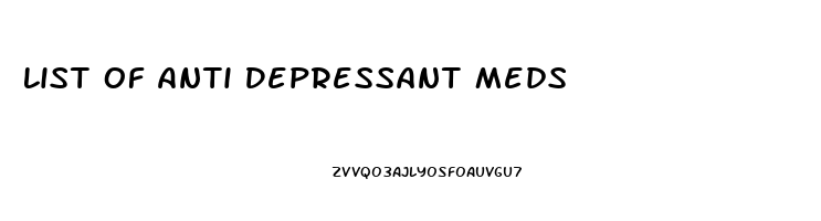 List Of Anti Depressant Meds