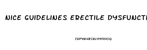 Nice Guidelines Erectile Dysfunction