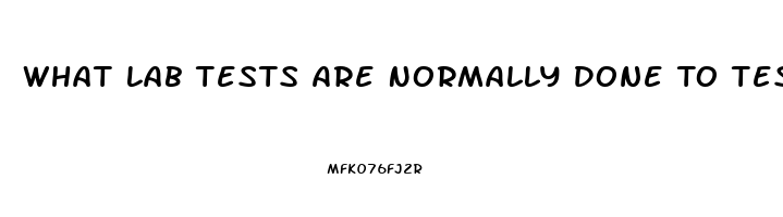 What Lab Tests Are Normally Done To Test For Erectile Dysfunction