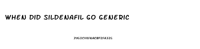 When Did Sildenafil Go Generic