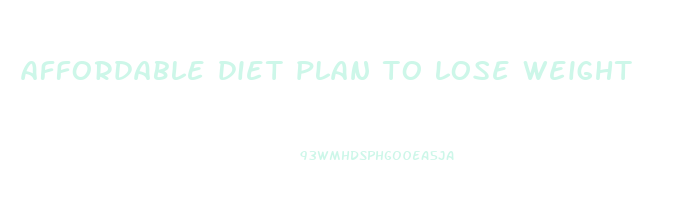 affordable diet plan to lose weight