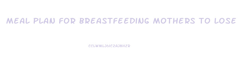 meal plan for breastfeeding mothers to lose weight