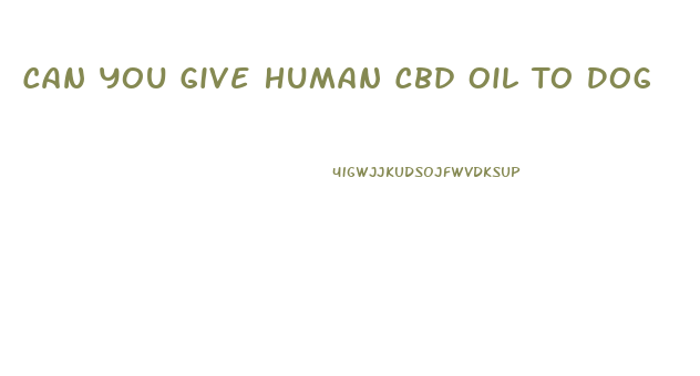 Can You Give Human Cbd Oil To Dog