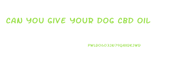 Can You Give Your Dog Cbd Oil