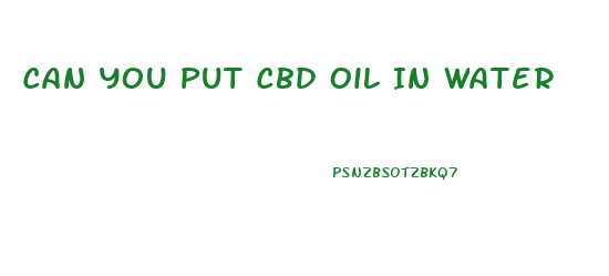 Can You Put Cbd Oil In Water