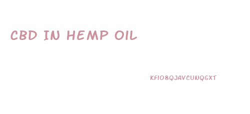 Cbd In Hemp Oil