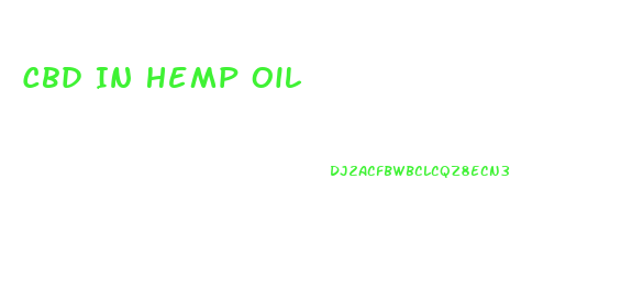 Cbd In Hemp Oil
