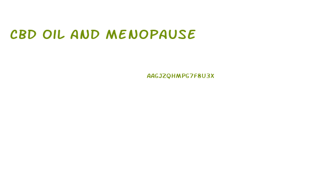 Cbd Oil And Menopause