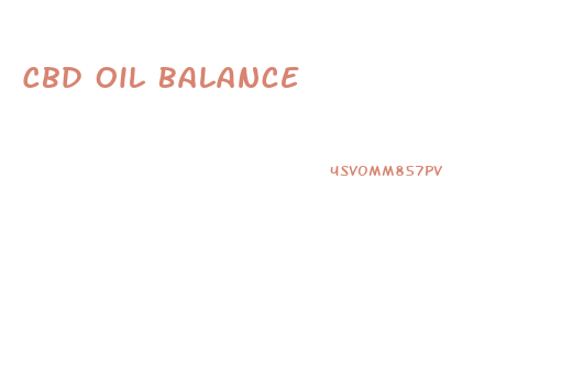 Cbd Oil Balance
