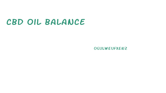 Cbd Oil Balance