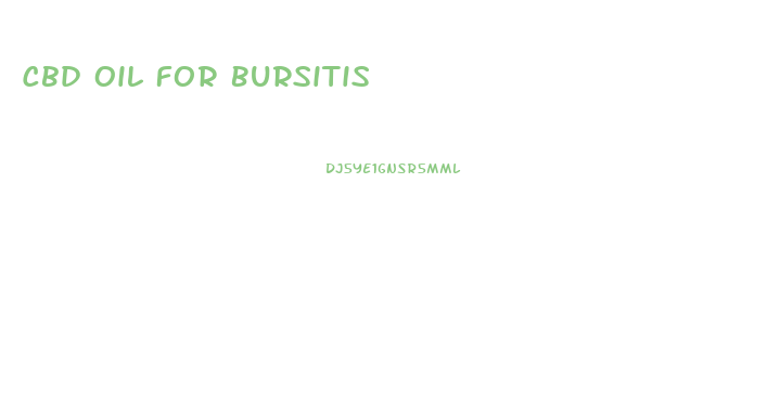 Cbd Oil For Bursitis