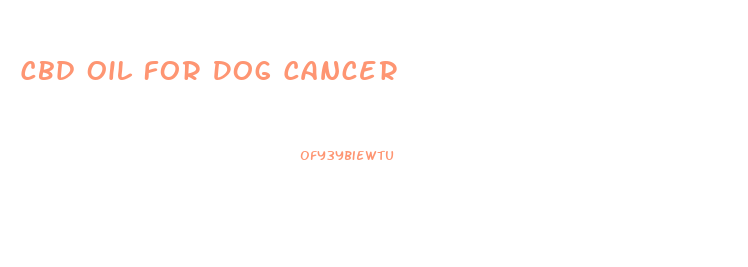 Cbd Oil For Dog Cancer