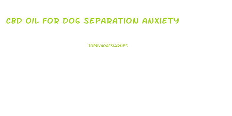 Cbd Oil For Dog Separation Anxiety
