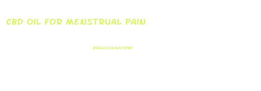 Cbd Oil For Menstrual Pain