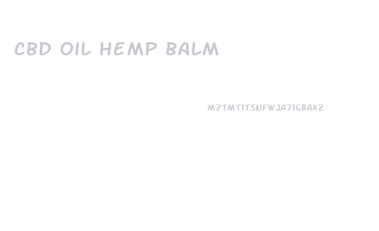 Cbd Oil Hemp Balm