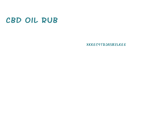 Cbd Oil Rub