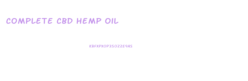 Complete Cbd Hemp Oil