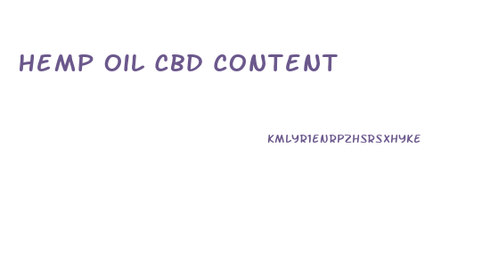 Hemp Oil Cbd Content