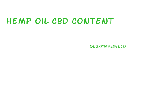 Hemp Oil Cbd Content