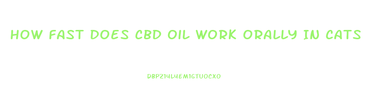 How Fast Does Cbd Oil Work Orally In Cats