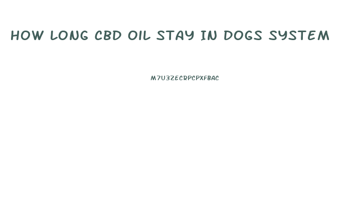 How Long Cbd Oil Stay In Dogs System