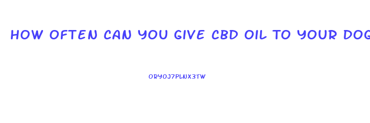 How Often Can You Give Cbd Oil To Your Dog