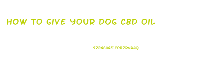 How To Give Your Dog Cbd Oil