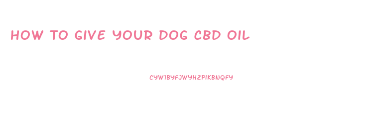 How To Give Your Dog Cbd Oil