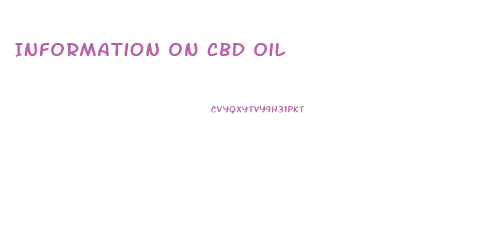 Information On Cbd Oil