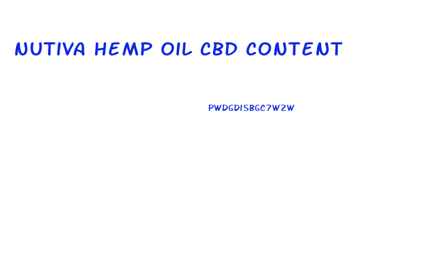 Nutiva Hemp Oil Cbd Content