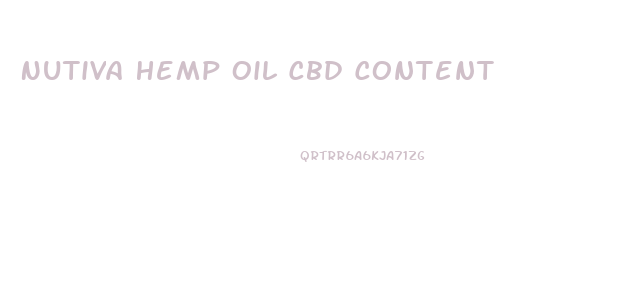 Nutiva Hemp Oil Cbd Content