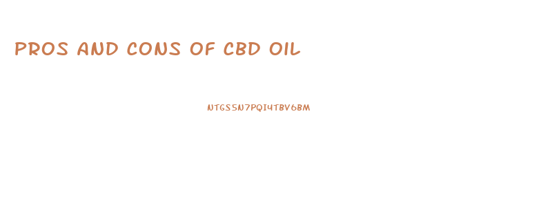 Pros And Cons Of Cbd Oil