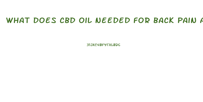 What Does Cbd Oil Needed For Back Pain And Anxiety