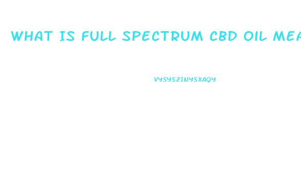 What Is Full Spectrum Cbd Oil Mean