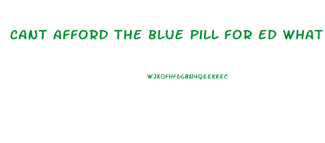 Cant Afford The Blue Pill For Ed What Can I Do