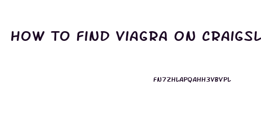 How To Find Viagra On Craigslist