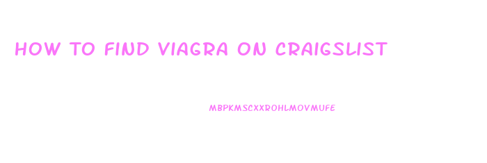 How To Find Viagra On Craigslist