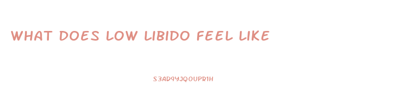 What Does Low Libido Feel Like