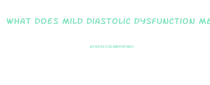 What Does Mild Diastolic Dysfunction Mean