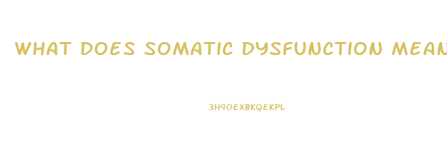 What Does Somatic Dysfunction Mean