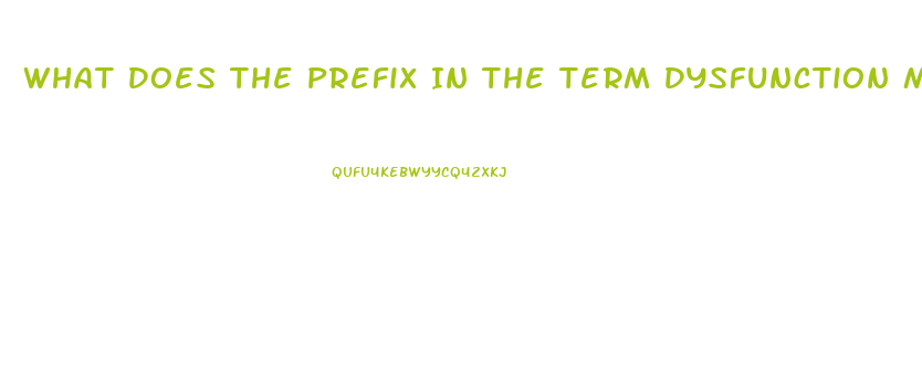What Does The Prefix In The Term Dysfunction Mean